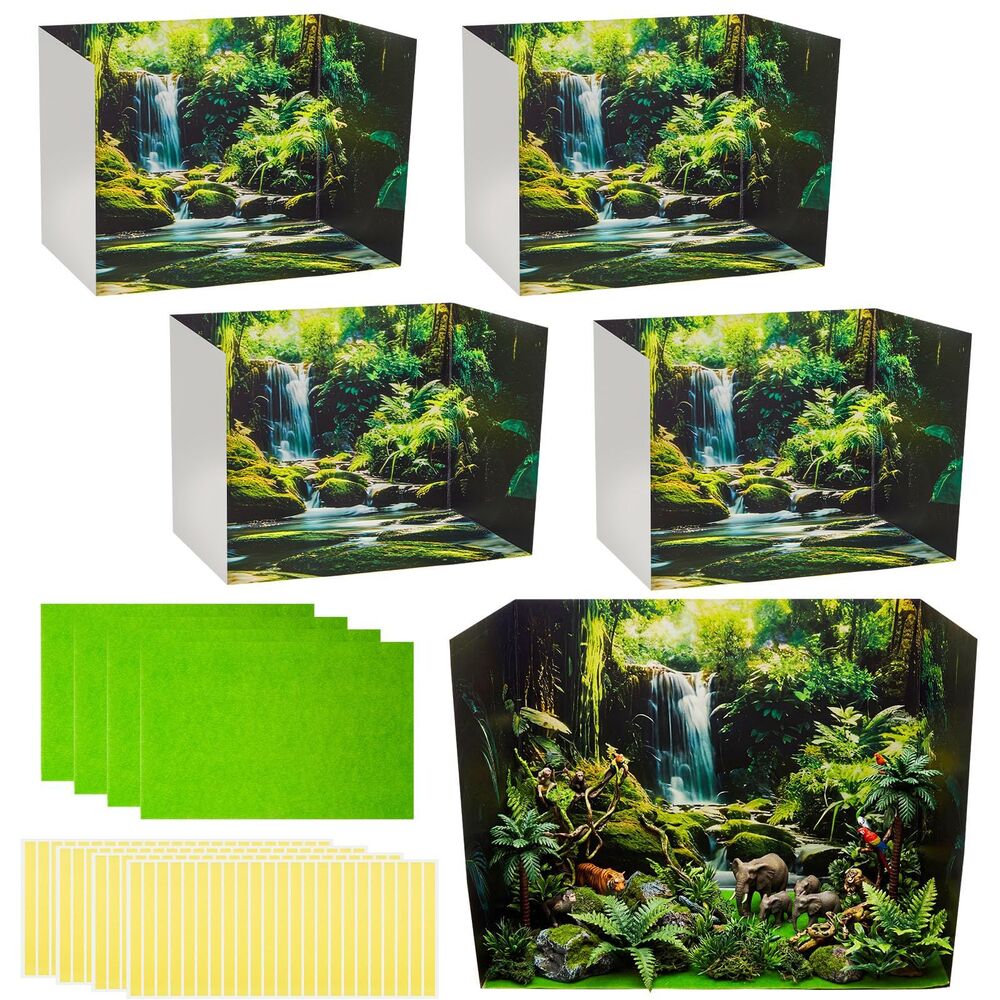 Rainforest Diorama Project Supplies Set with Fake Grass Decor
